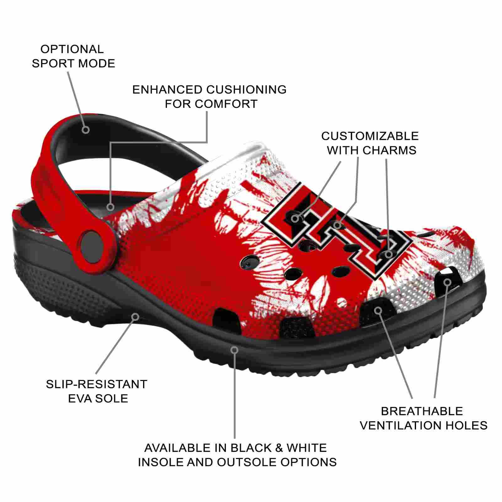 Texas Tech Red Raiders Splatter Graphics ClogTVC180157 - Image 5