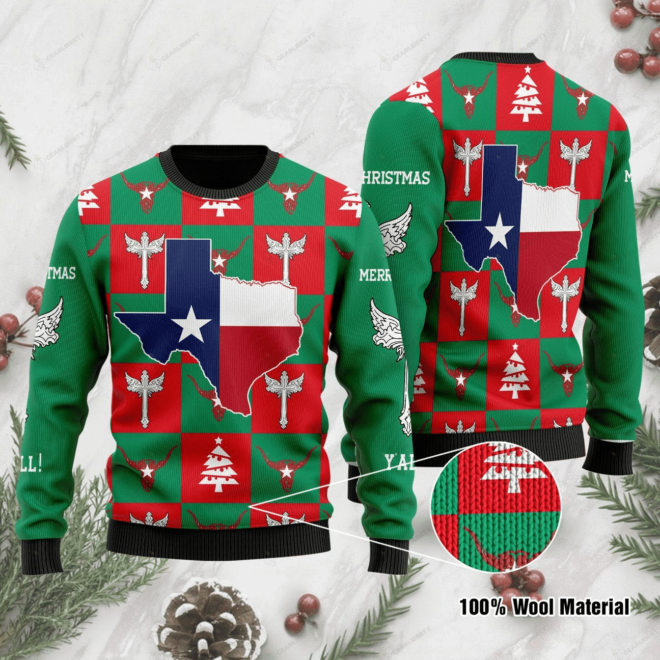 Texas Ugly Christmas Sweater Adult 3D Funny Matching for family