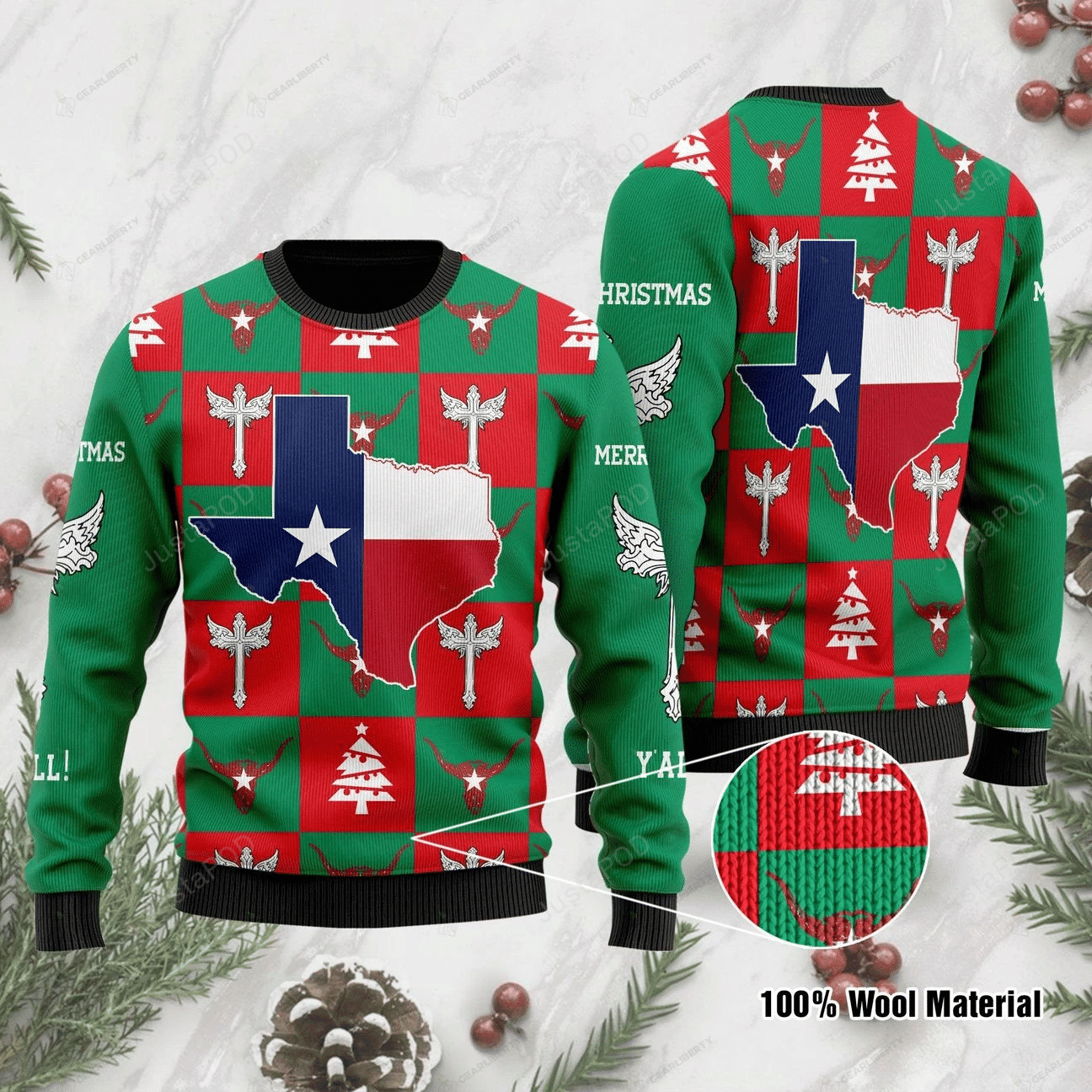 Texas Ugly Christmas Sweater Adult 3D Funny Matching for family