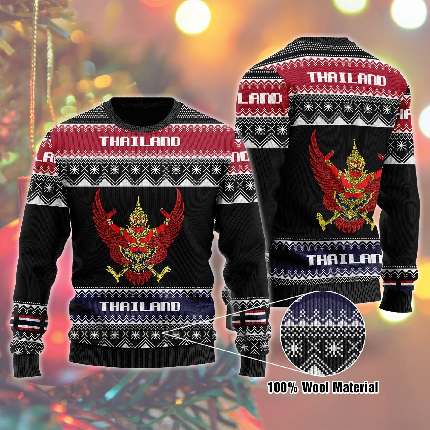 Thailand Ugly Christmas Sweater Adult 3D Funny Matching for family
