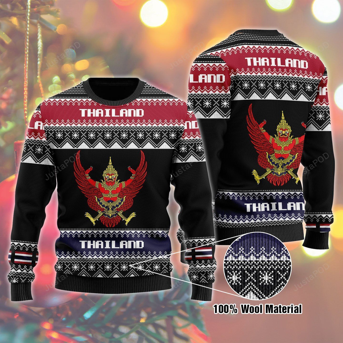 Thailand Ugly Christmas Sweater Adult 3D Funny Matching for family