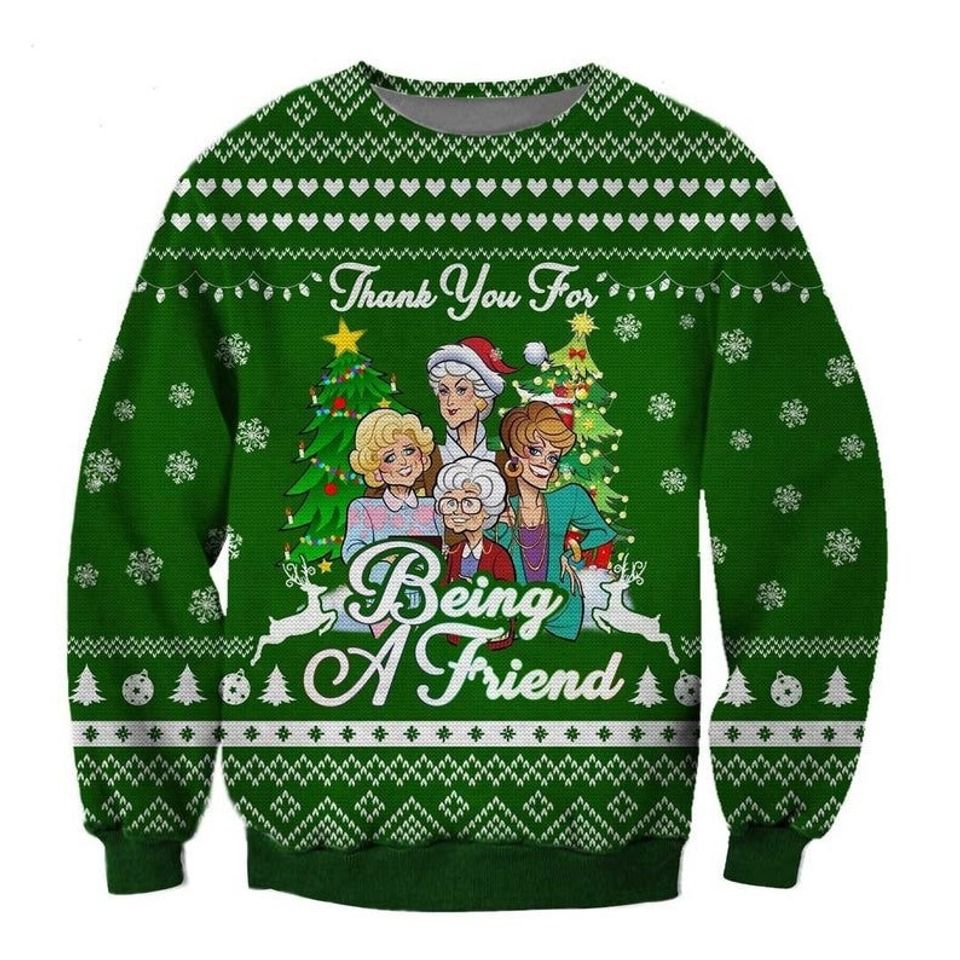Thank You For Being A Friend Stay Golden Ugly Sweater, The Stay Golden Ugly Xmas Sweater
