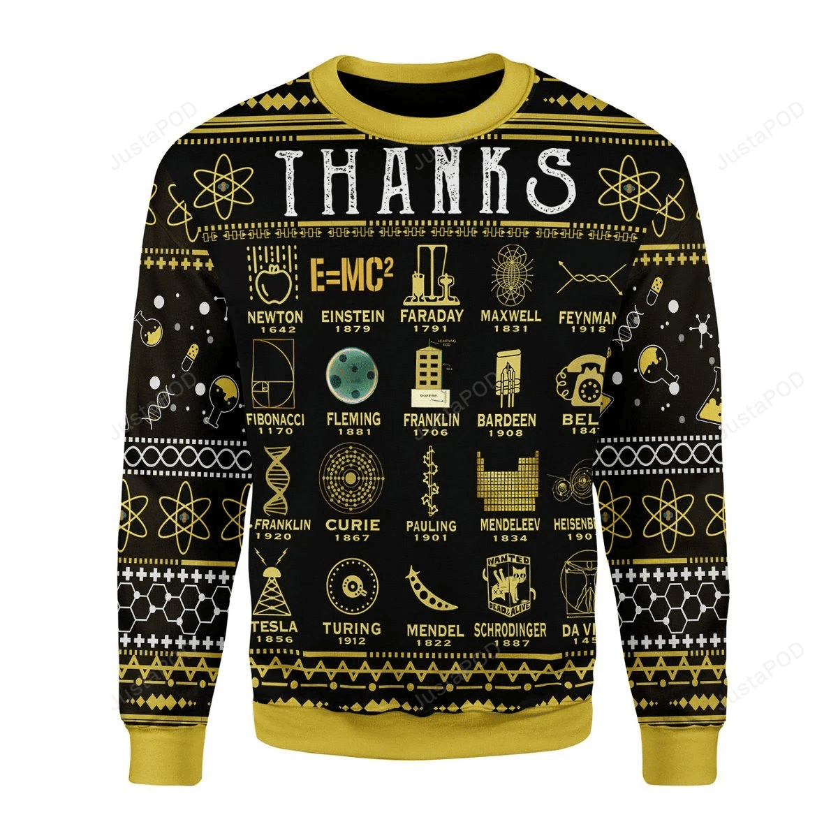 Thanks Science Ugly Christmas Sweater Adult 3D Funny Matching for family