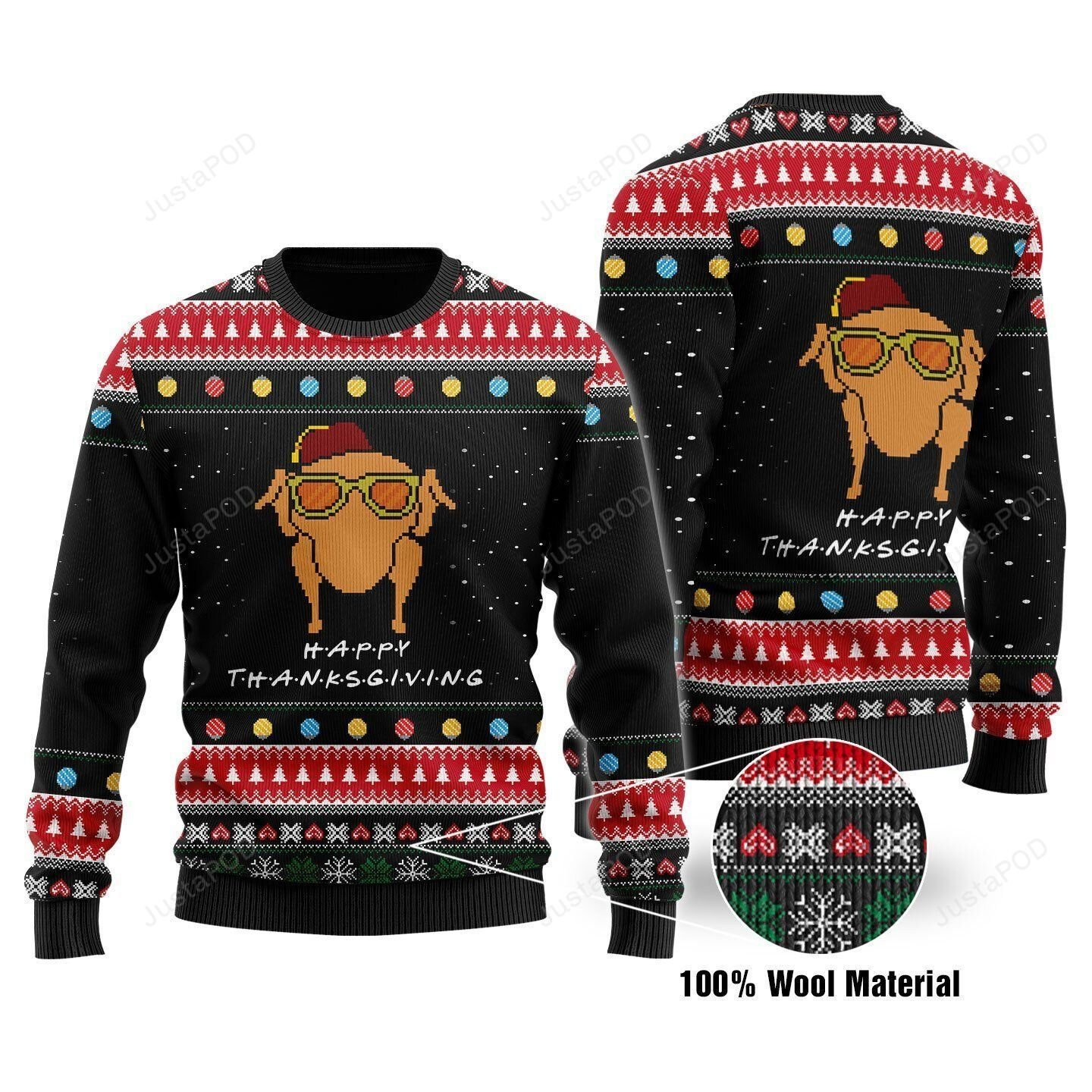 Thanksgiving Turkey Ugly Christmas Sweater Adult 3D Funny Matching for family