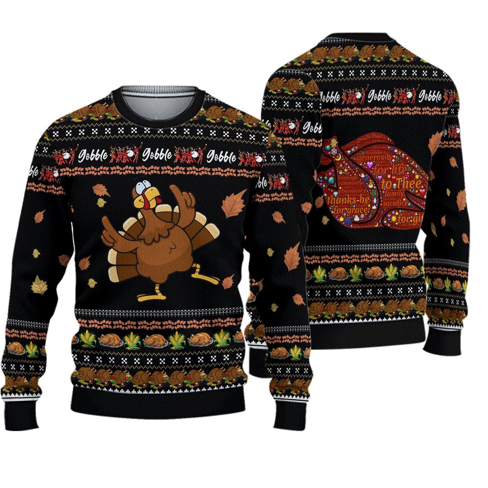 Thanksgiving Turkey Ugly Christmas Sweater, Xmas Sweatshirt