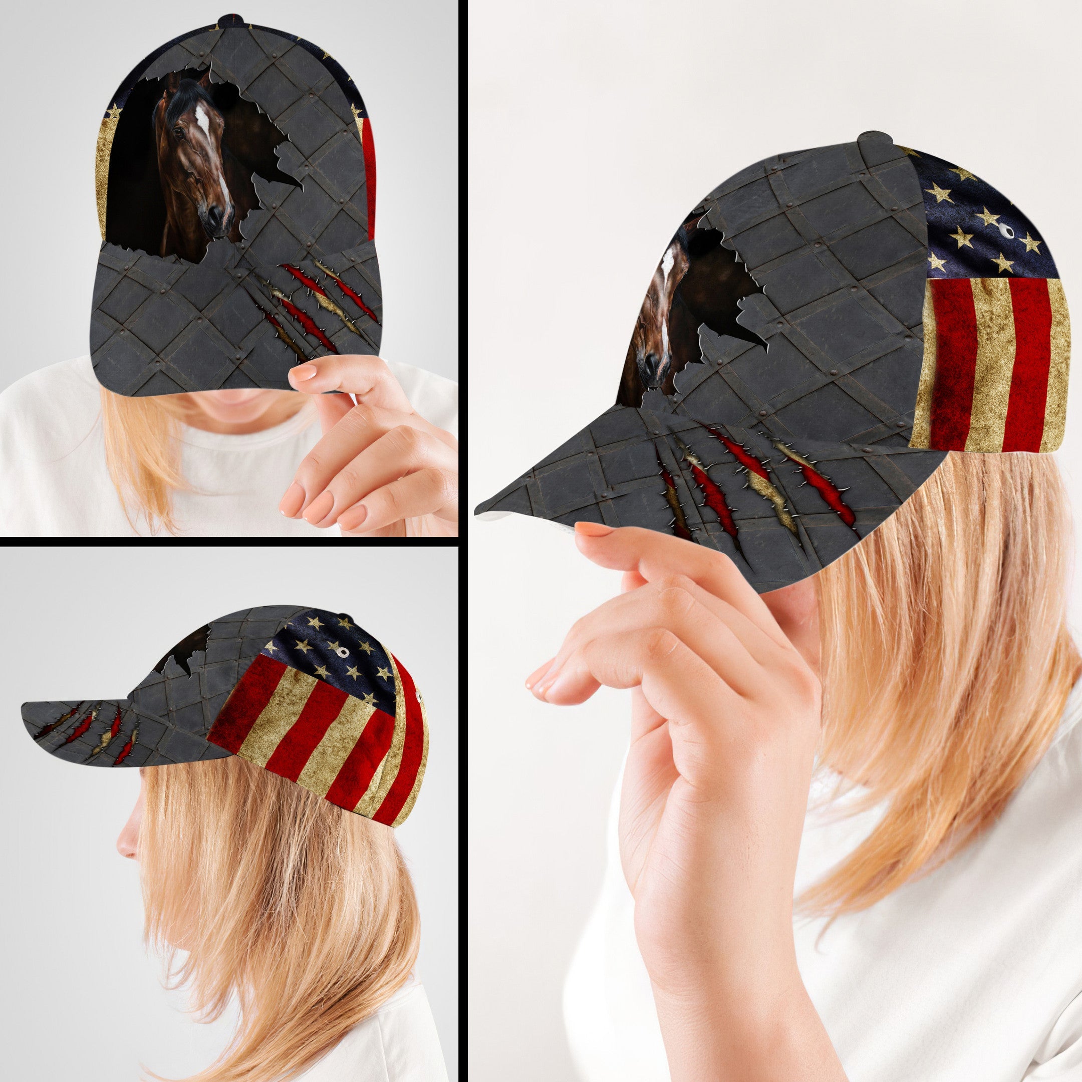 That Horse American Flag Classic Cap Trucker Hats Custom Hats Gifts For Men & Women