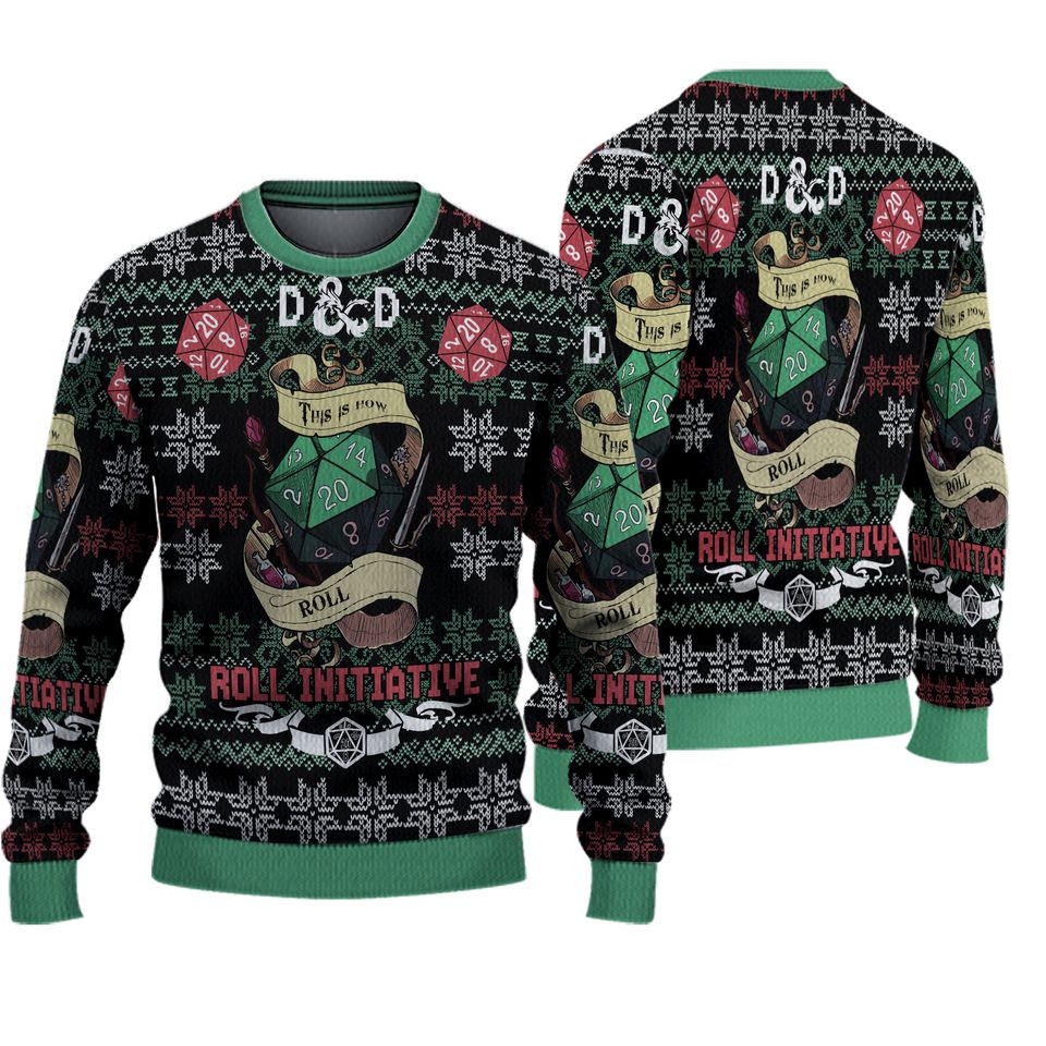 Thats how I Roll DD Dungeons And Dragons Ugly Sweater, DnD Ugly Christmas Sweater