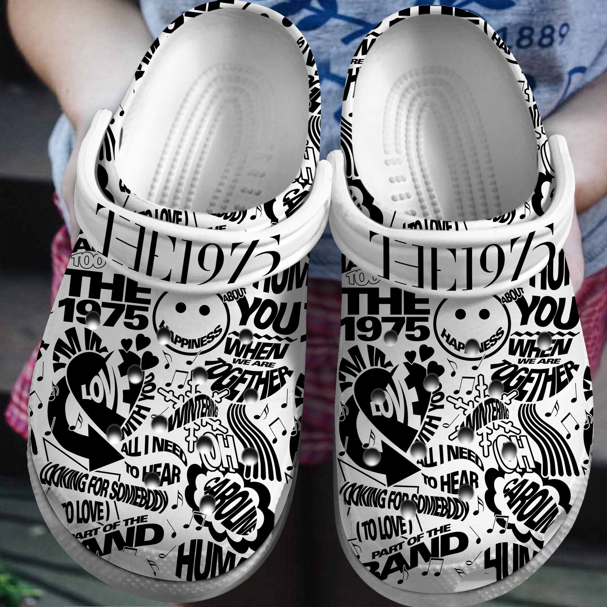 the 1975 Lollapalooza Music Crocs Crocband Clogs Shoes Comfortable For Men Women and Kids