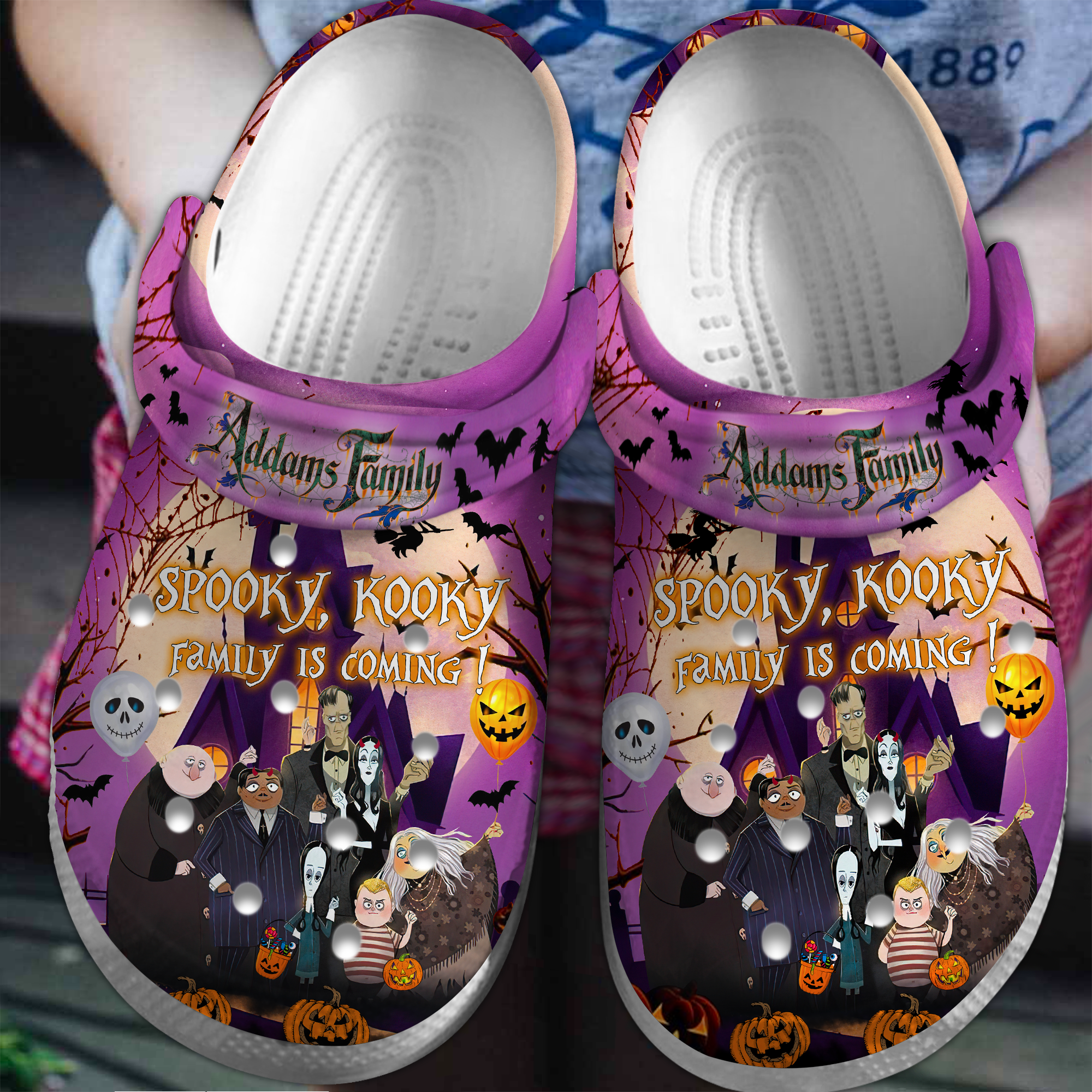 The Addams Family Cartoon Crocs Crocband Clogs Shoes Comfortable For Men Women and Kids