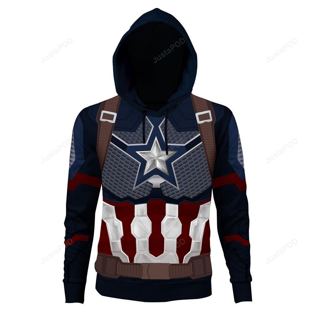 The Avengers Endgame Captain America Cosplay 3D All Over Print Hoodie, Zip Hoodie