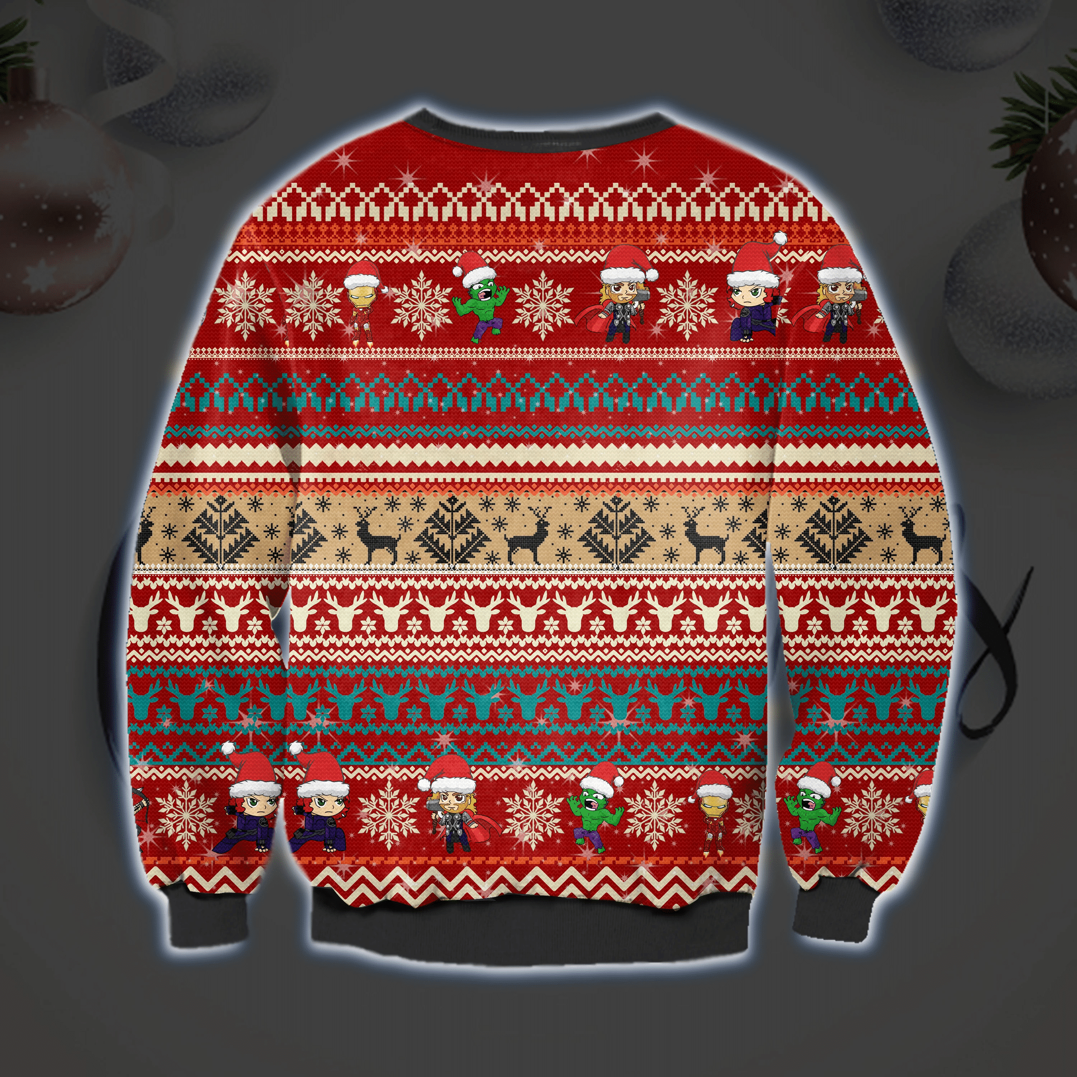 The Avengers Merry Christmas Ugly Christmas Sweater Adult 3D Funny Matching for family - Image 2