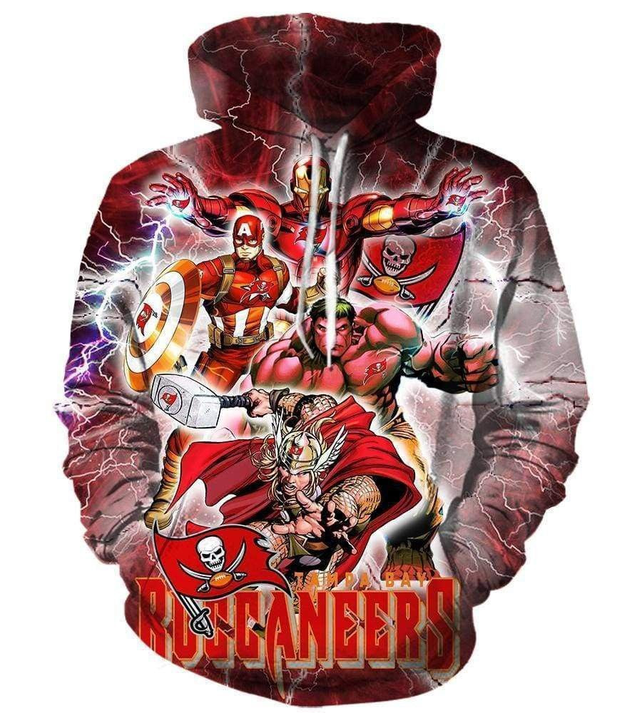 The Avengers Tampa Bay Buccaneers Red 3D All Over Print Hoodie, Zip Hoodie