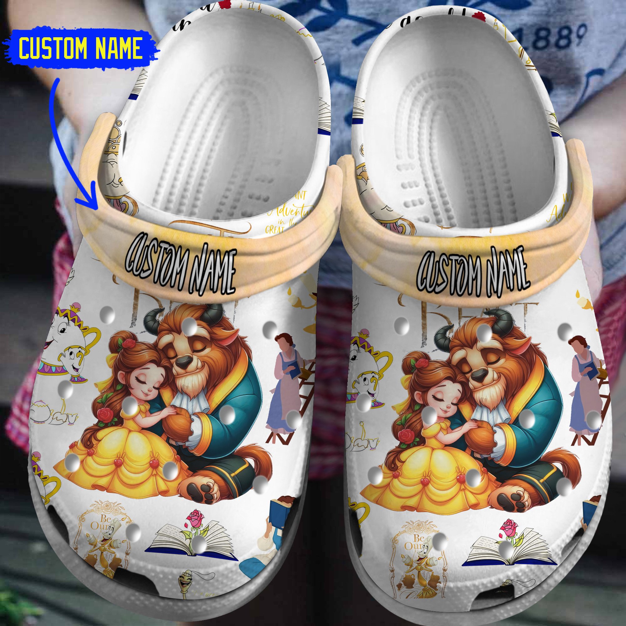 The Beauty And The Beast Cartoon Movie Crocs Crocband Clogs Shoes Comfortable For Men Women and Kids