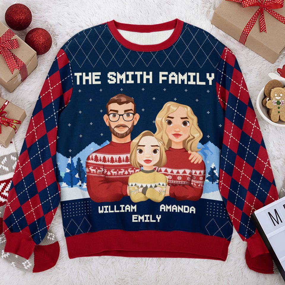 The Best Christmas Gift - Family Personalized Ugly Sweatshirt - Christmas Gift For Family Members
