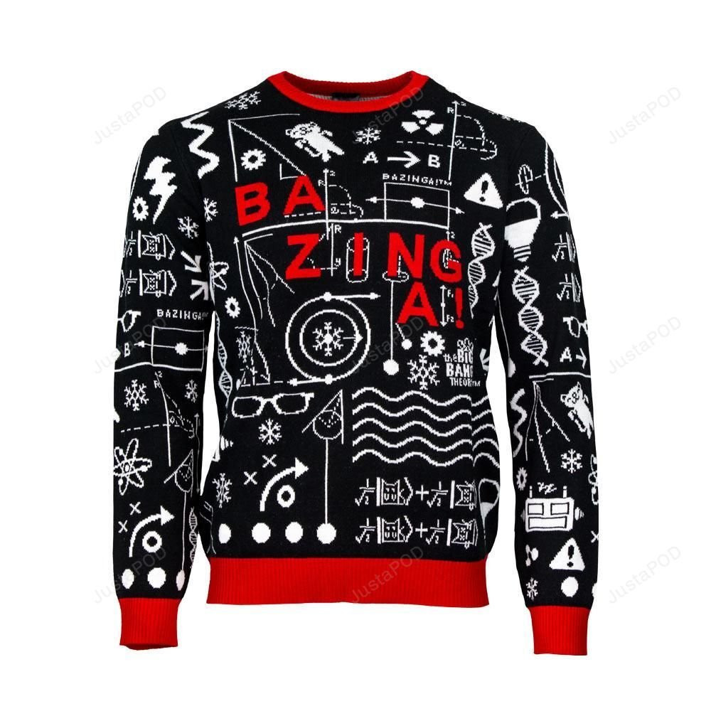 The Big Bang Theory Bazinga Ugly Christmas Sweater Adult 3D Funny Matching for family