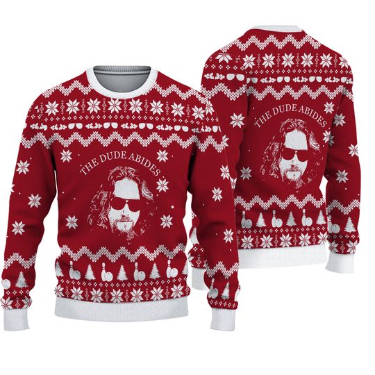 The Big Lebowski The Dude Abides Christmas Ugly Sweater - Image 2