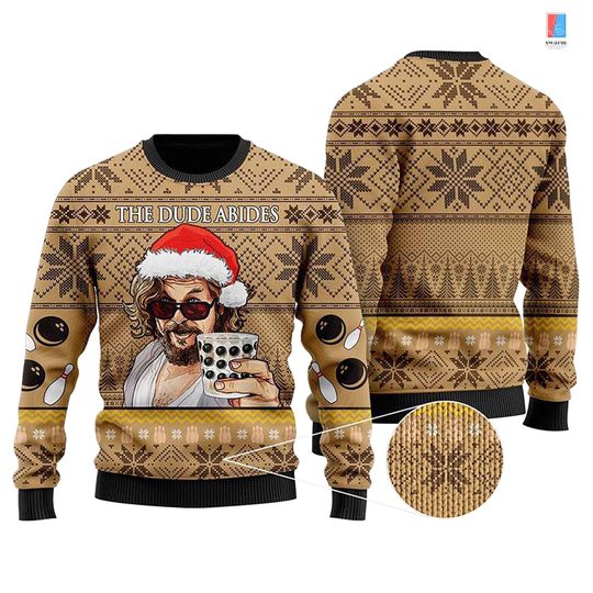 The Big Lebowski The Dude Christmas Sweatshirt, The Big Lebowski Ugly Sweater - Image 4