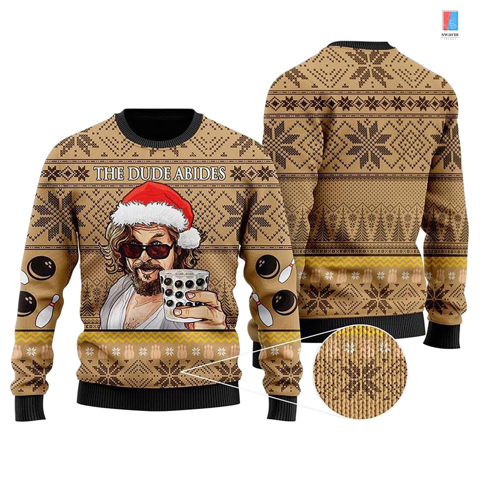 The Big Lebowski The Dude Christmas Sweatshirt, The Big Lebowski Ugly Sweater - Image 2