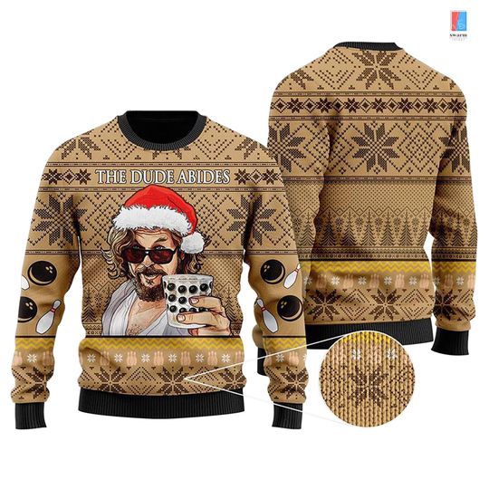 The Big Lebowski The Dude Christmas Sweatshirt, The Big Lebowski Ugly Sweater - Image 5