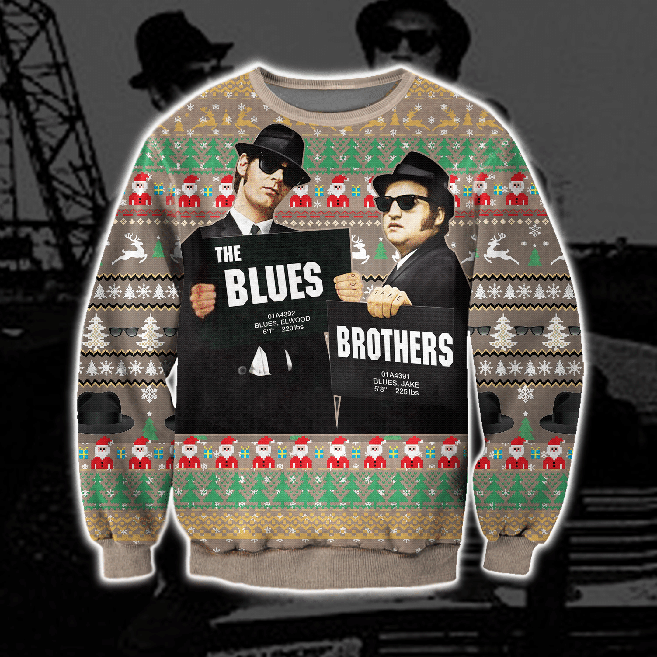 The Blues Brothers Ugly Christmas Sweater Adult 3D Funny Matching for family