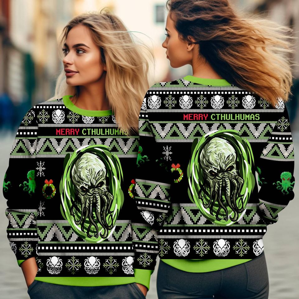 The Call of Cthulhu Christmas Movie Ugly Christmas Sweater, Merry Cthulhu Ugly Sweater