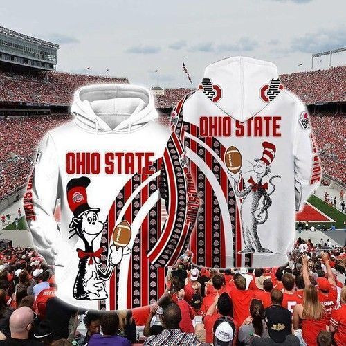 The Cat In The Hat Ohio State Buckeyes Ncaa Skull 3D All Over Print Hoodie, Zip Hoodie