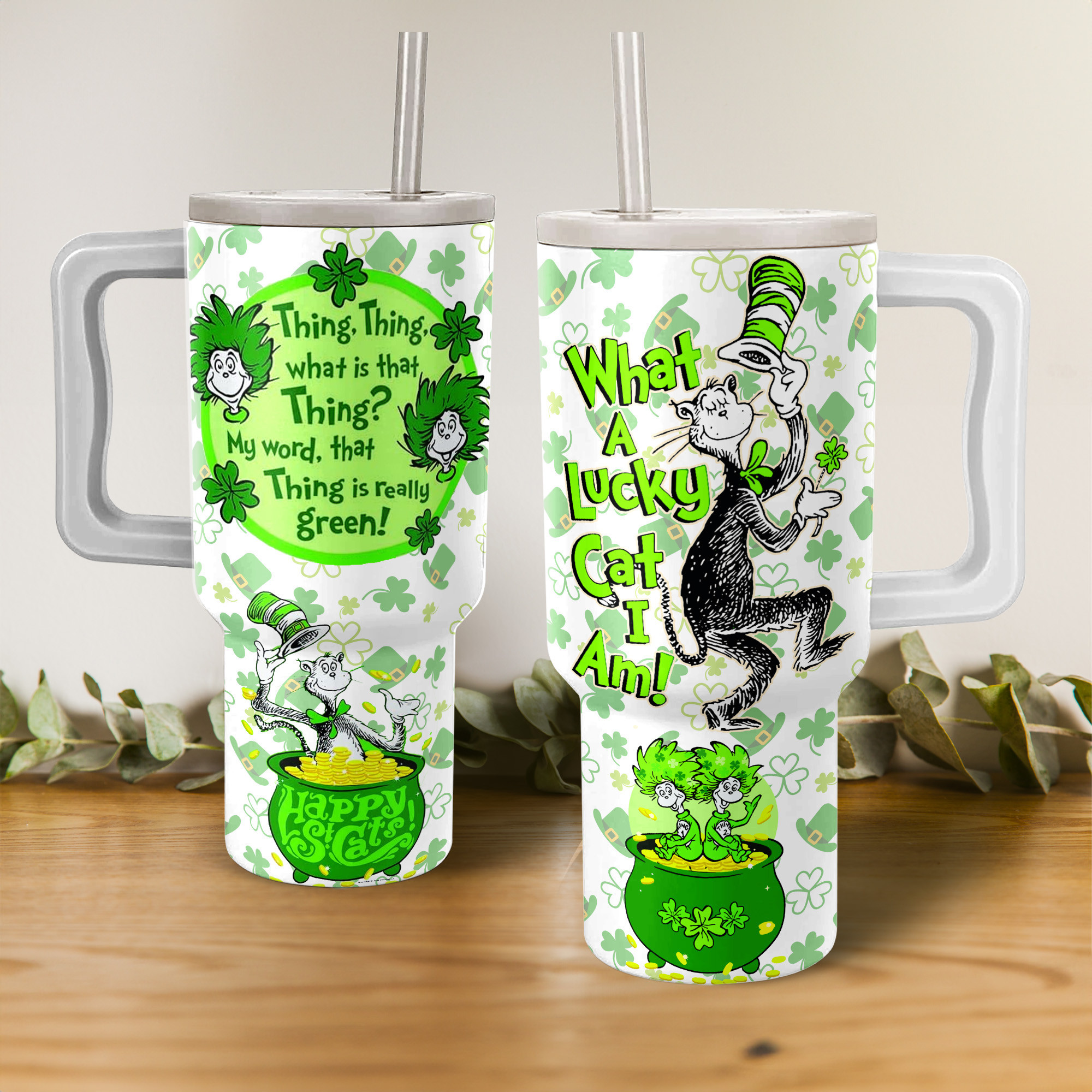 The Cat In The Hat St. Patrickâ€™s Day Custom Stanley Cup 40 oz 30 oz Tumbler With HandleTVC2301151