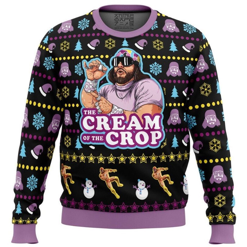 The Cream Of Crop Macho Man Randy Savage Pro Wrestling Ugly Christmas Sweater