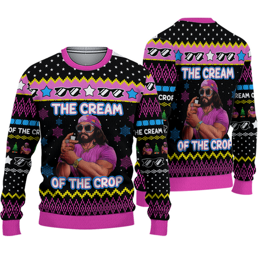 The Cream Of The Crop Macho Man Randy Savage Pro Wrestling Ugly Christmas Sweater - Image 2