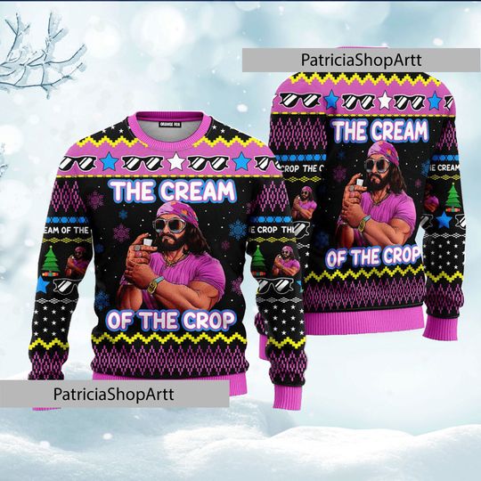 The Cream Of The Crop Macho Man Randy Savage Pro Wrestling Ugly Christmas Sweater - Image 2