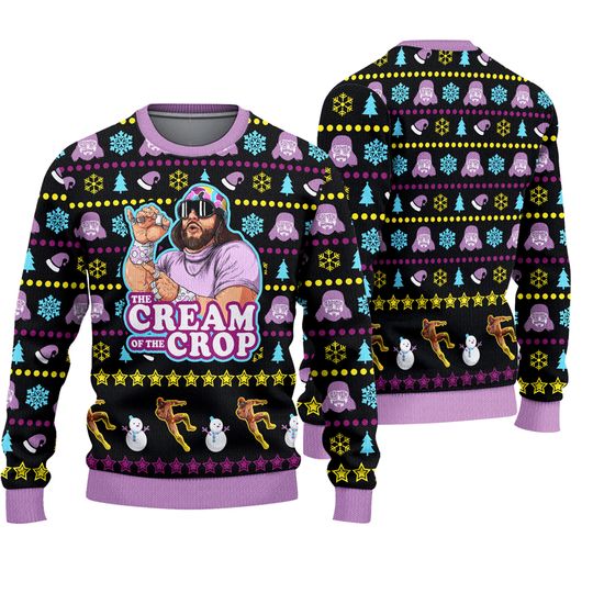 The Cream of the Crop Macho Man Randy Savage Pro Wrestling Ugly Sweater - Image 2