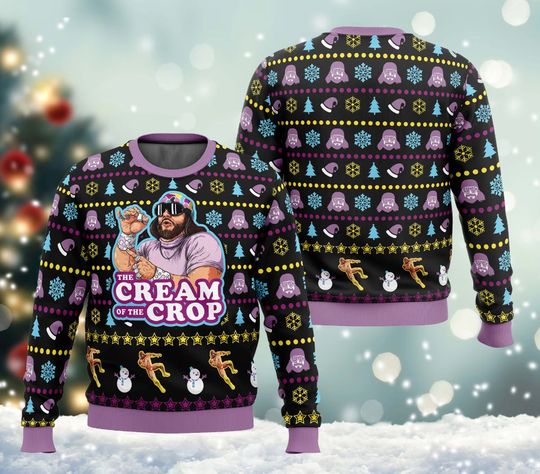 The Cream of the Crop Macho Man Randy Savage Ugly Christmas Sweater, Xmas Sweatshirt - Image 2