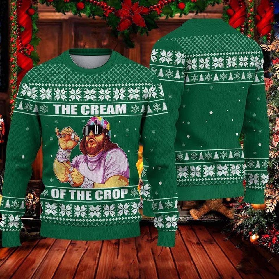 The Cream Of the Crop Macho Man Ugly Christmas Sweater, Macho Man Randy