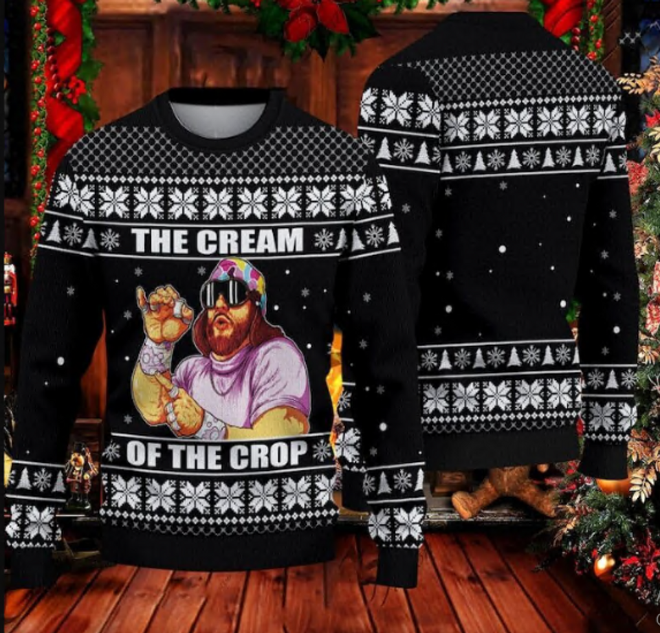 The Cream Of the Crop Macho Man Ugly Christmas Sweater, Macho Man Randy Savage