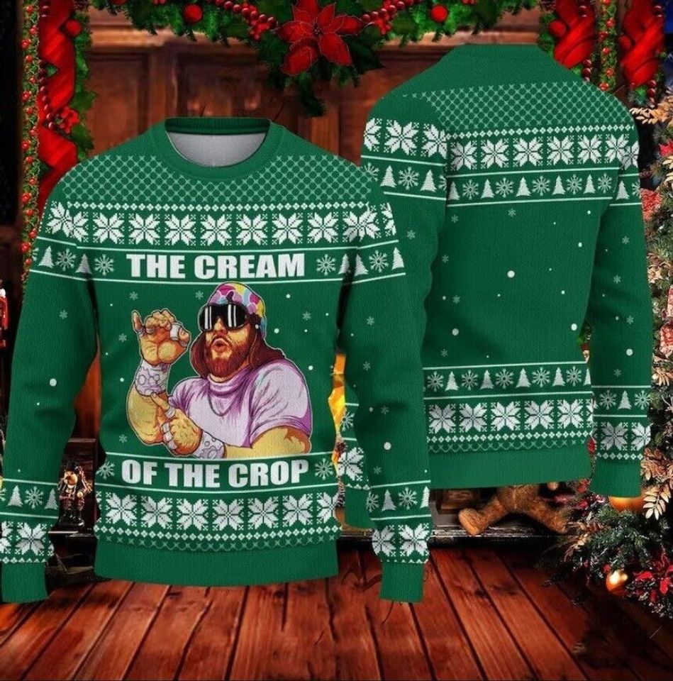 The Cream Of The Crop Macho Man Ugly Christmas Sweater, Randy Savage Fans Ugly