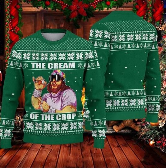 The Cream Of The Crop Macho Man Ugly Christmas Sweater, Randy Savage Fans Ugly - Image 16