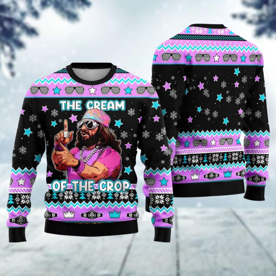 The Cream Of The Crop Macho Man Ugly Christmas Sweater, Randy Savage Sweater