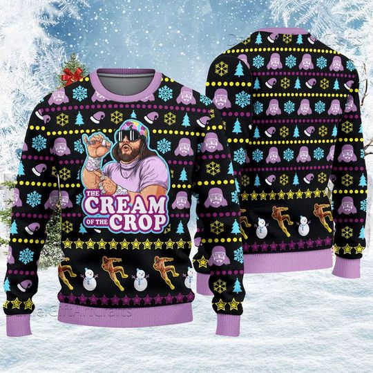 The Cream Of The Crop Ugly Christmas Sweater, Macho Man Randy Savage Sweater - Image 2