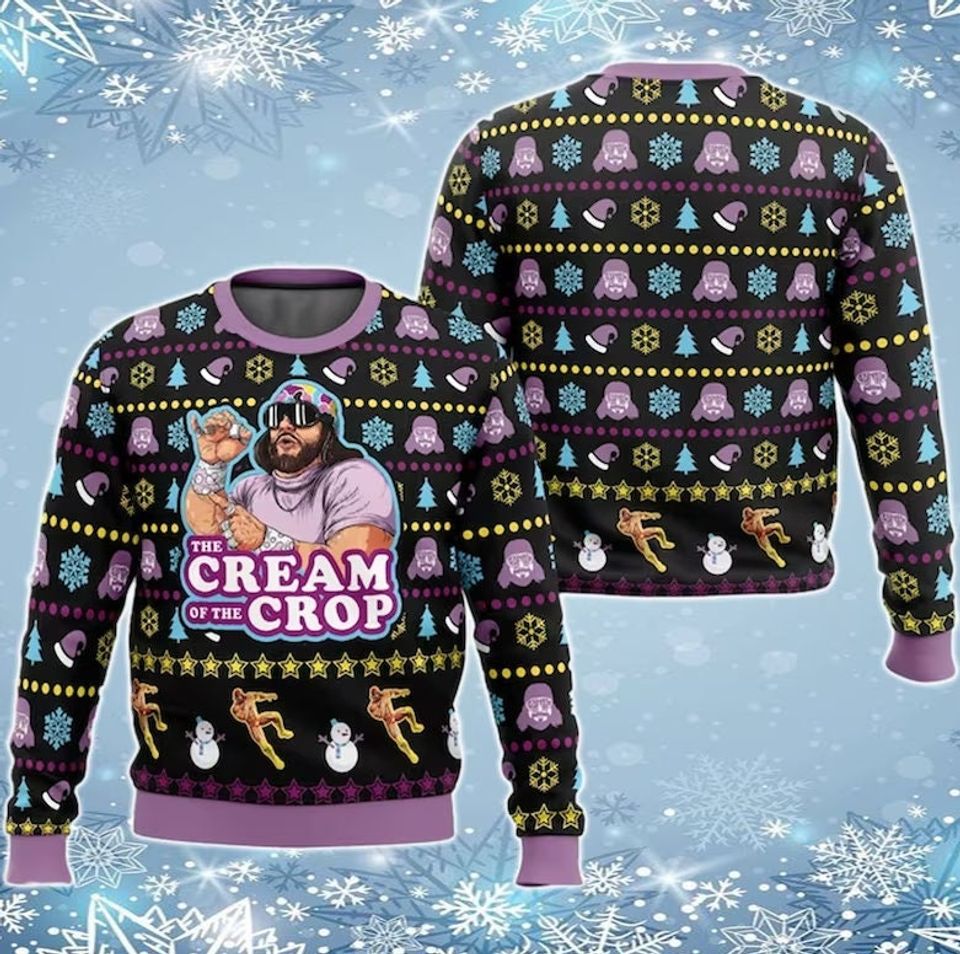 The Cream of the Crop Ugly Christmas Sweater, Macho Man Randy Savage Sweater
