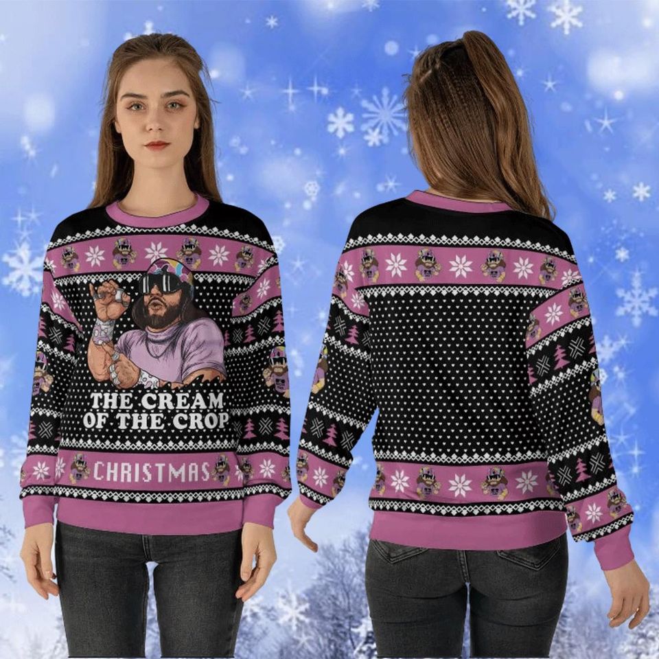 The Cream Of The Crop Ugly Christmas Sweater, Macho Man Randy Savage Sweatshirt - Image 3