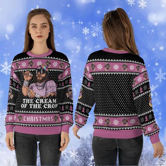 The Cream Of The Crop Ugly Christmas Sweater, Macho Man Randy Savage Sweatshirt - Image 7