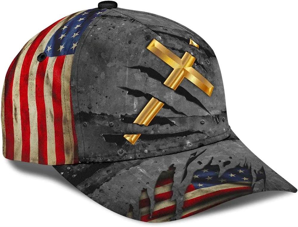 The Cross Holy American Flag Classic Hat Baseball Cap Hat  Trucker Hats Custom Hats Gifts For Men & Women