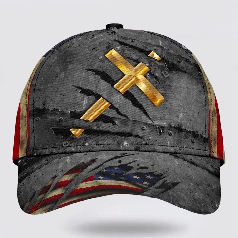 The Cross Holy American Flag Classic Hat Baseball Cap Hat  Trucker Hats Custom Hats Gifts For Men & Women