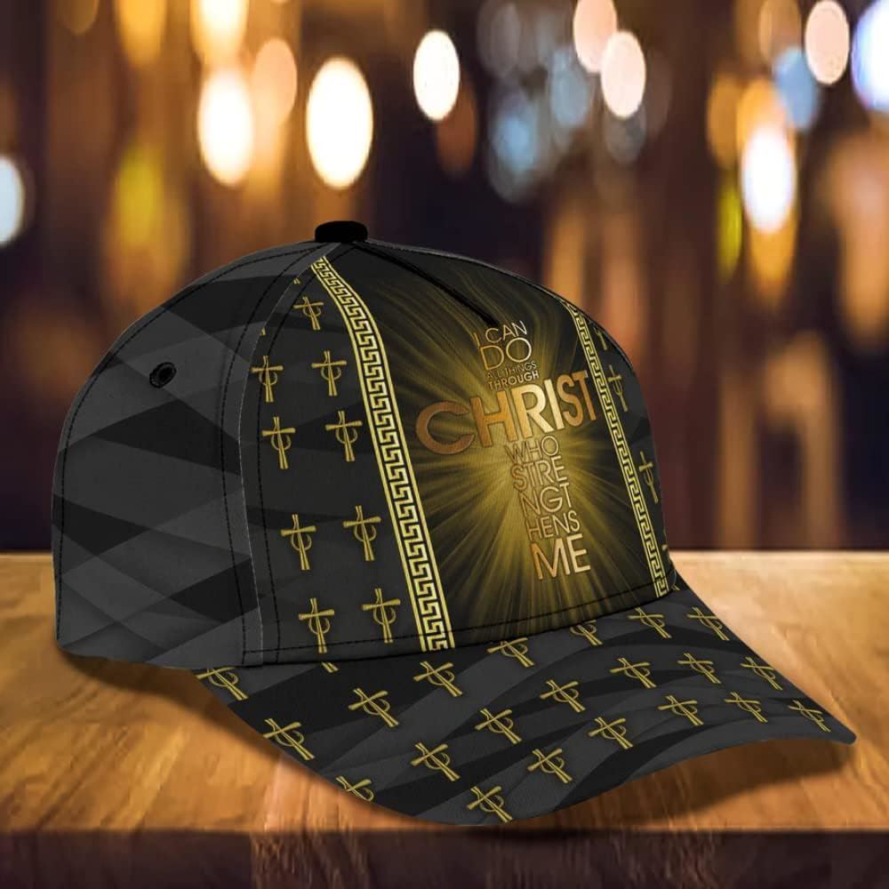 The Cross I Can Do All Things Through Christ Classic Baseball Cap Hat  Trucker Hats Custom Hats Gifts For Men & Women