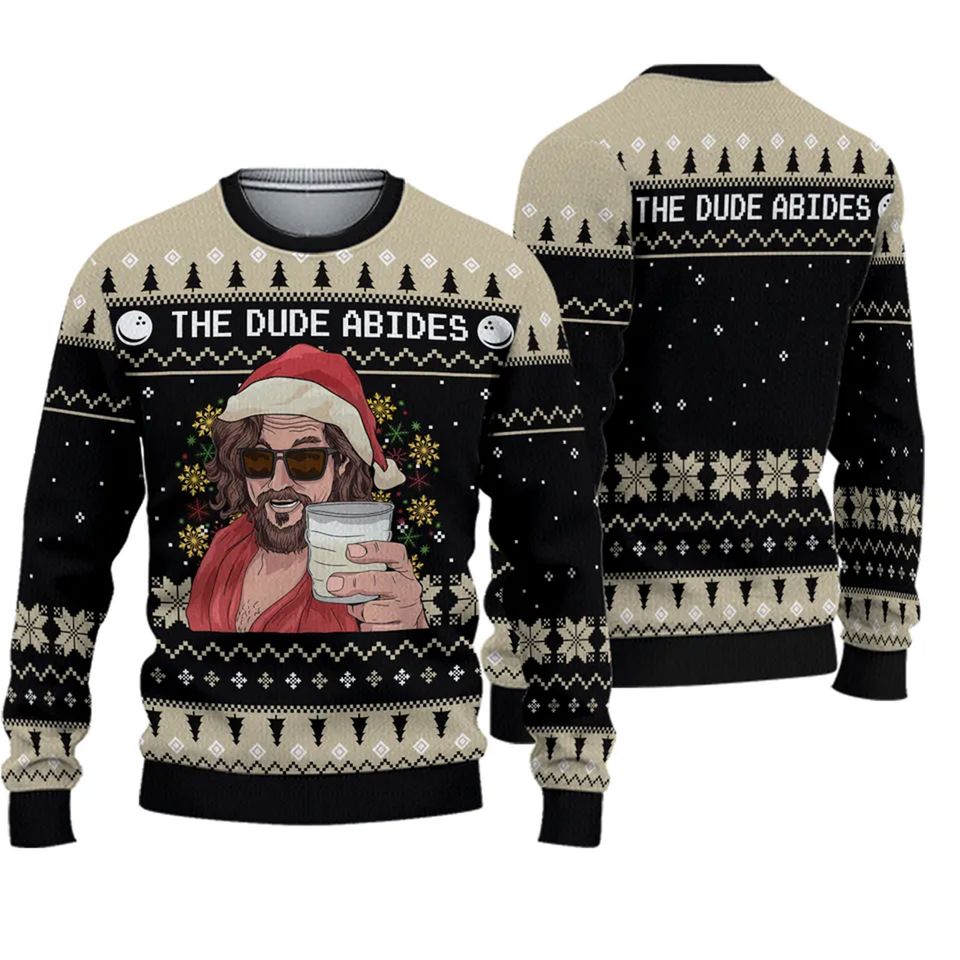 The Dude Abide For Goodness Sake Ugly Christmas Sweater