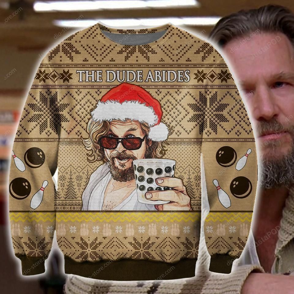 The Dude Abides Knitting Pattern 3D Print Ugly Christmas Sweater Adult 3D Funny Matching for family