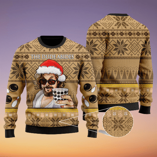 The Dude Abides Ugly Christmas Sweater Adult 3D Funny Matching for family