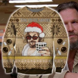 The Dude Abides Ugly Christmas Sweater Adult 3D Funny Matching for family
