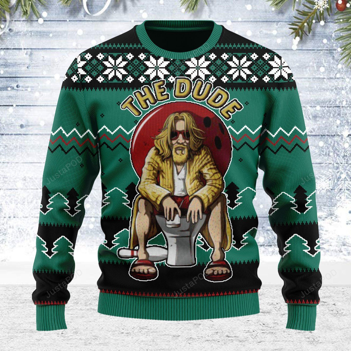 The Dude Ugly Christmas Sweater Adult 3D Funny Matching for family