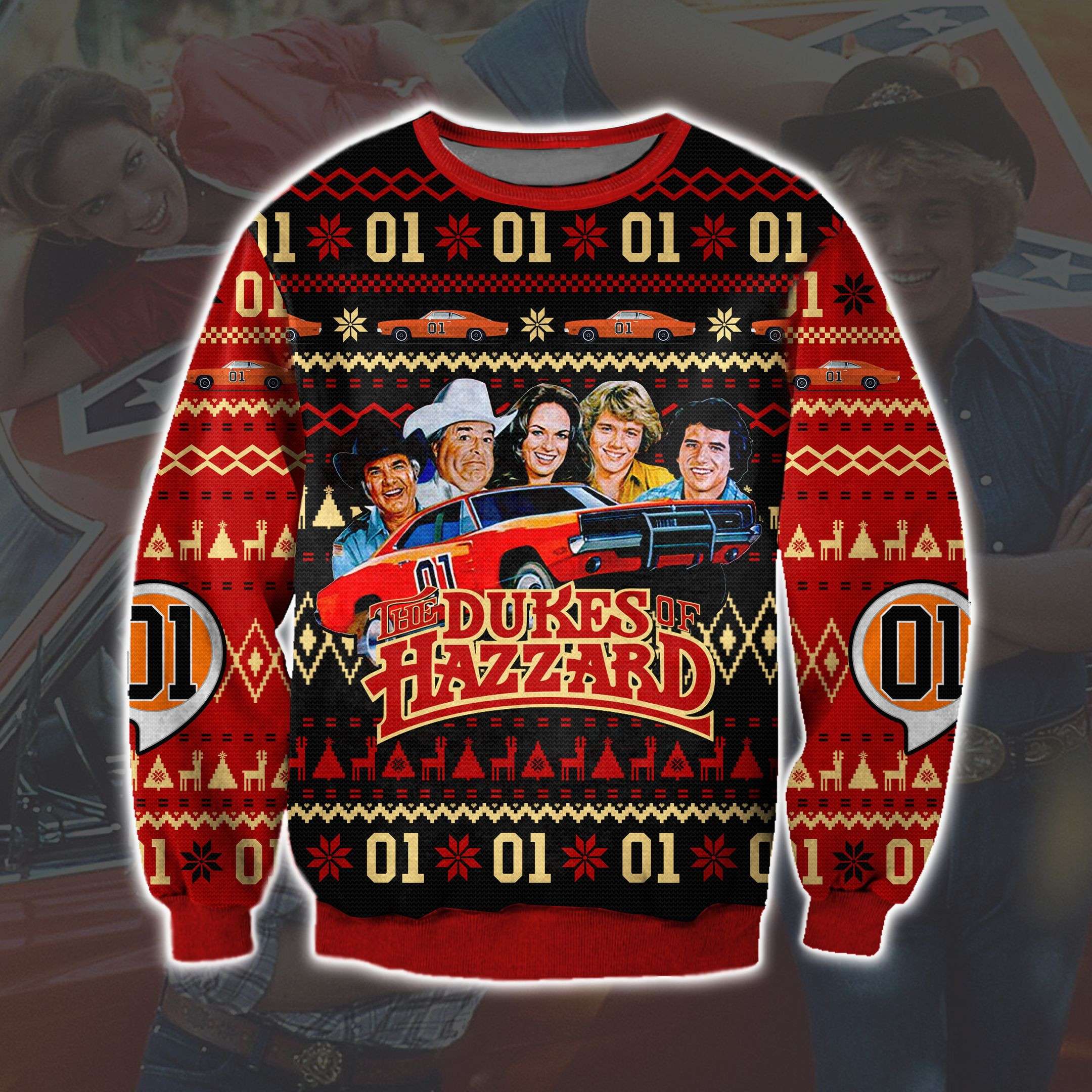The Dukes Of Hazzard 3D Print Ugly Christmas Sweater Adult 3D Funny Matching for family